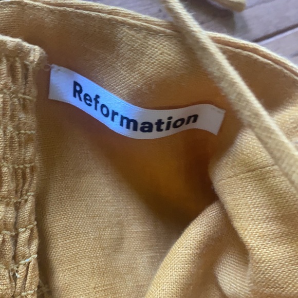 Reformation Nebraska linen dress yellow midi - Picture 5 of 7